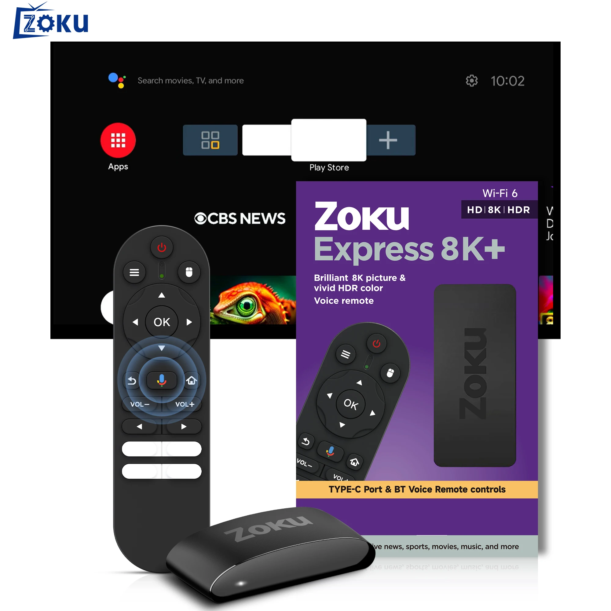 ZOKU H2 16GB ROM TV Box with BT Voice Remote 8k Decoding