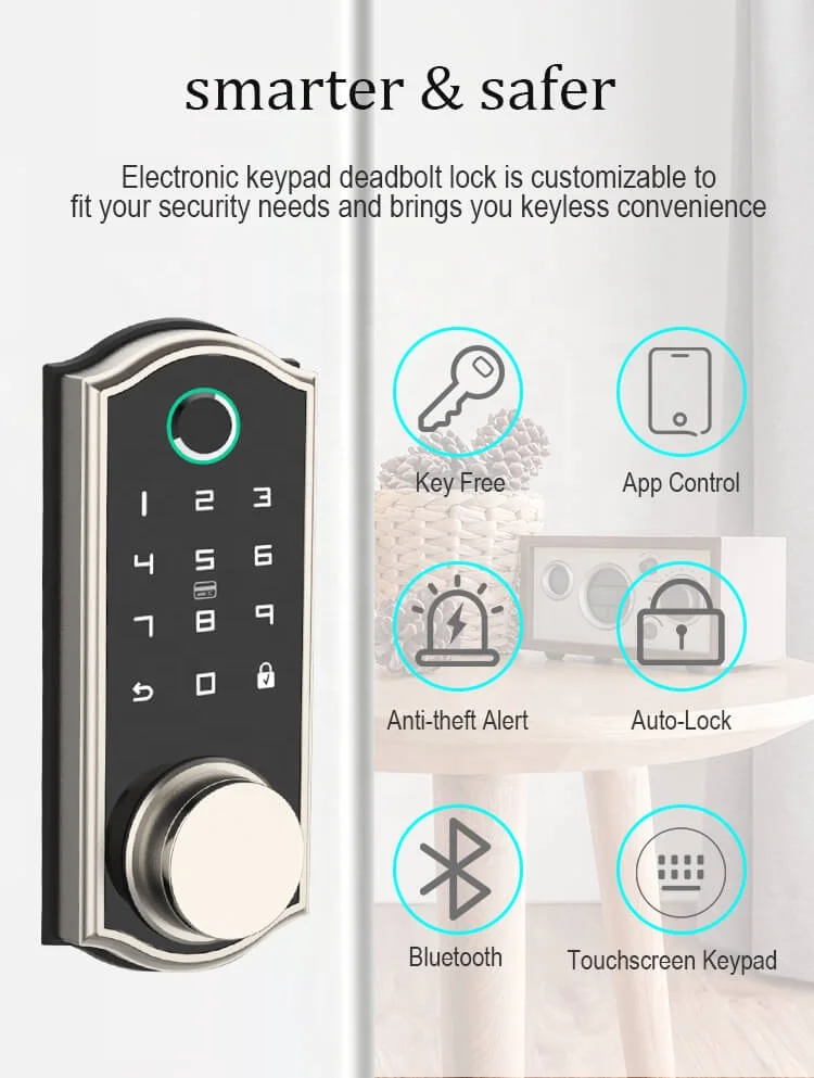 HF-LC901 Digital Electronic Security Door Handle Keyless Keypad Smart Door Lock - Image 6