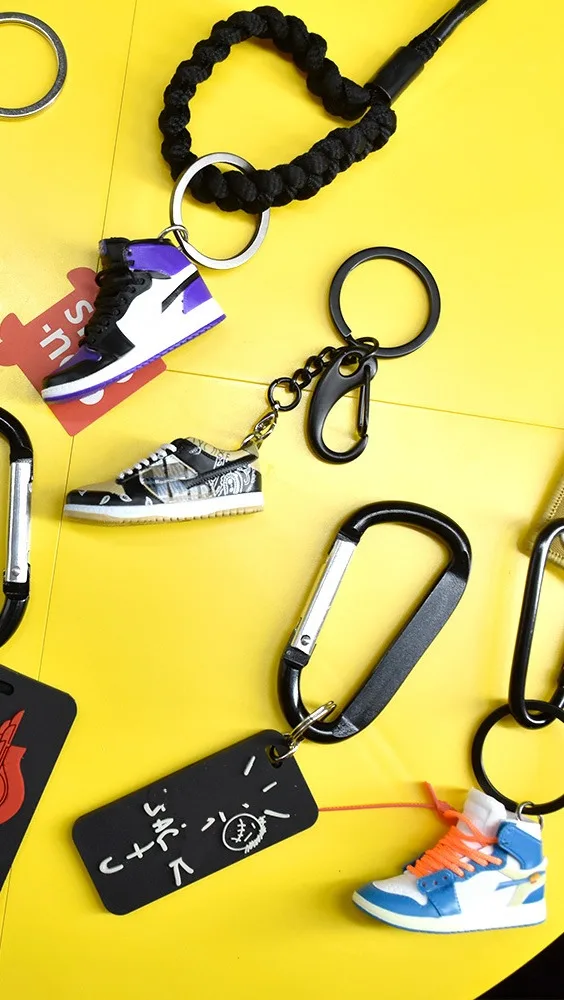 Wholesale 3d Sneaker Mini Shoe Keychain Aj Rubber Shoes Key Chains With Box And Bag Buy Jordan