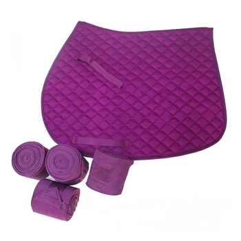 wholesale Equestrian product saddle pad set with ear bonnet and horse bandages