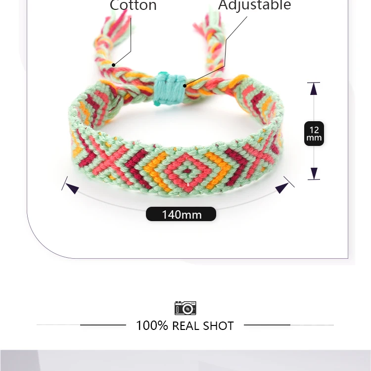 カスタムカラフル編み込みブレスレット カラフルな菱形ワックス