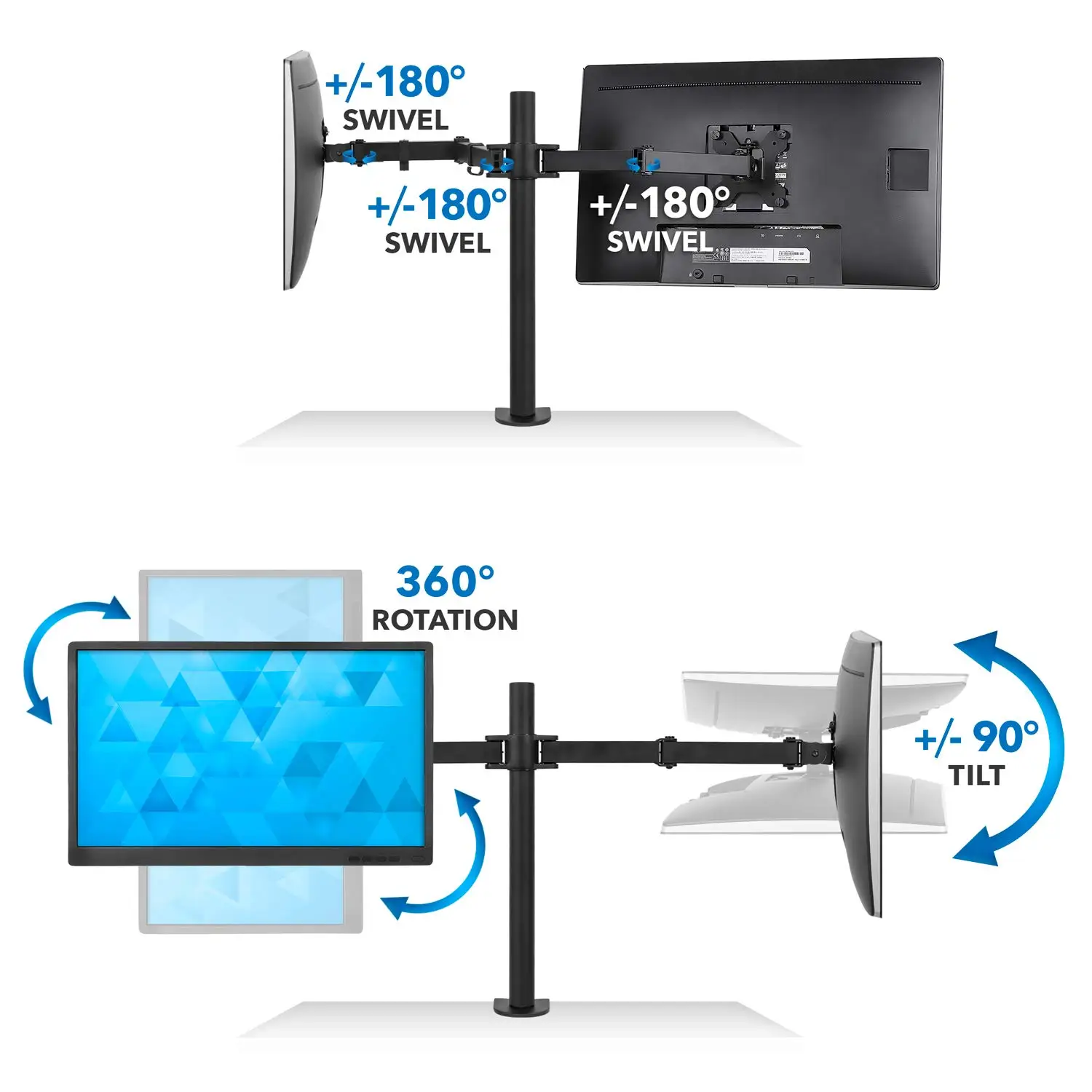 MG Dual Computer Monitor Stand 27 32  Vesa Screen 2  Arms Desk Mount PC Risers White  Double Computer  Vertical  Clamp Laptop