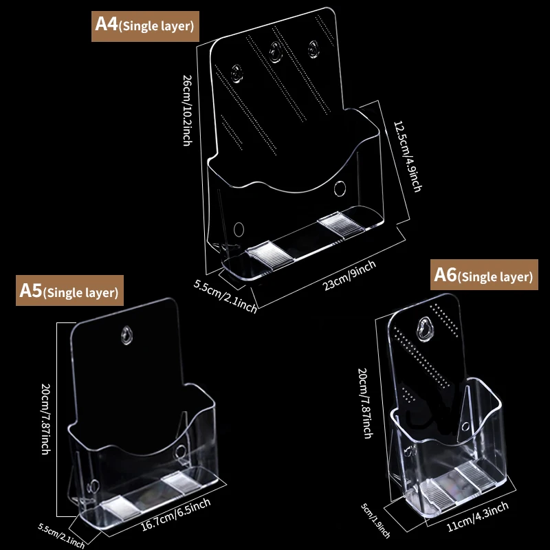 Custom A4 A5 A6 Acrylic Brochure Holder Standing Flyer Holders Acrylic Leaflet Display Stand Brochure Holder supplier