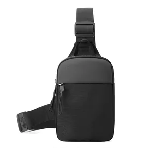 Wholesale Small Black Sling Crossbody Bag Custom Logo Single Shoulder Bag Waterproof Casual Phone Chest Bags For Men Women