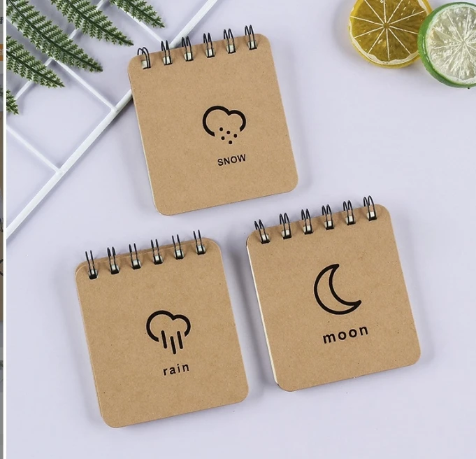 Wholesale Portable Compact Mini Concise Coil Loose-Leaf Kraft Paper Cover Mini Coil Notebook Notepad