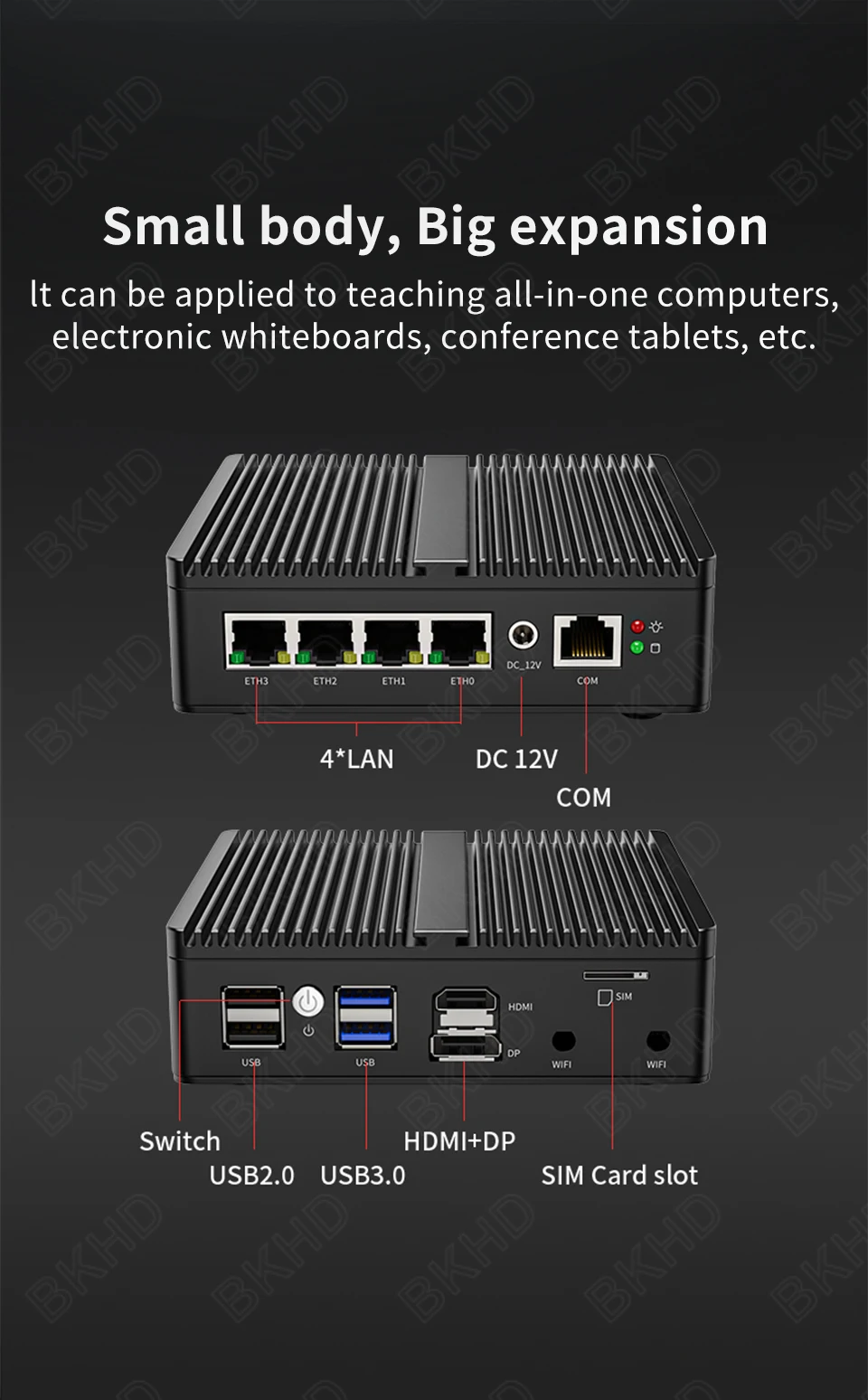 BKHD Factory Fanless G30S 4*2.5G Lan DDR5 Firewall Router N100 N150 4 ...