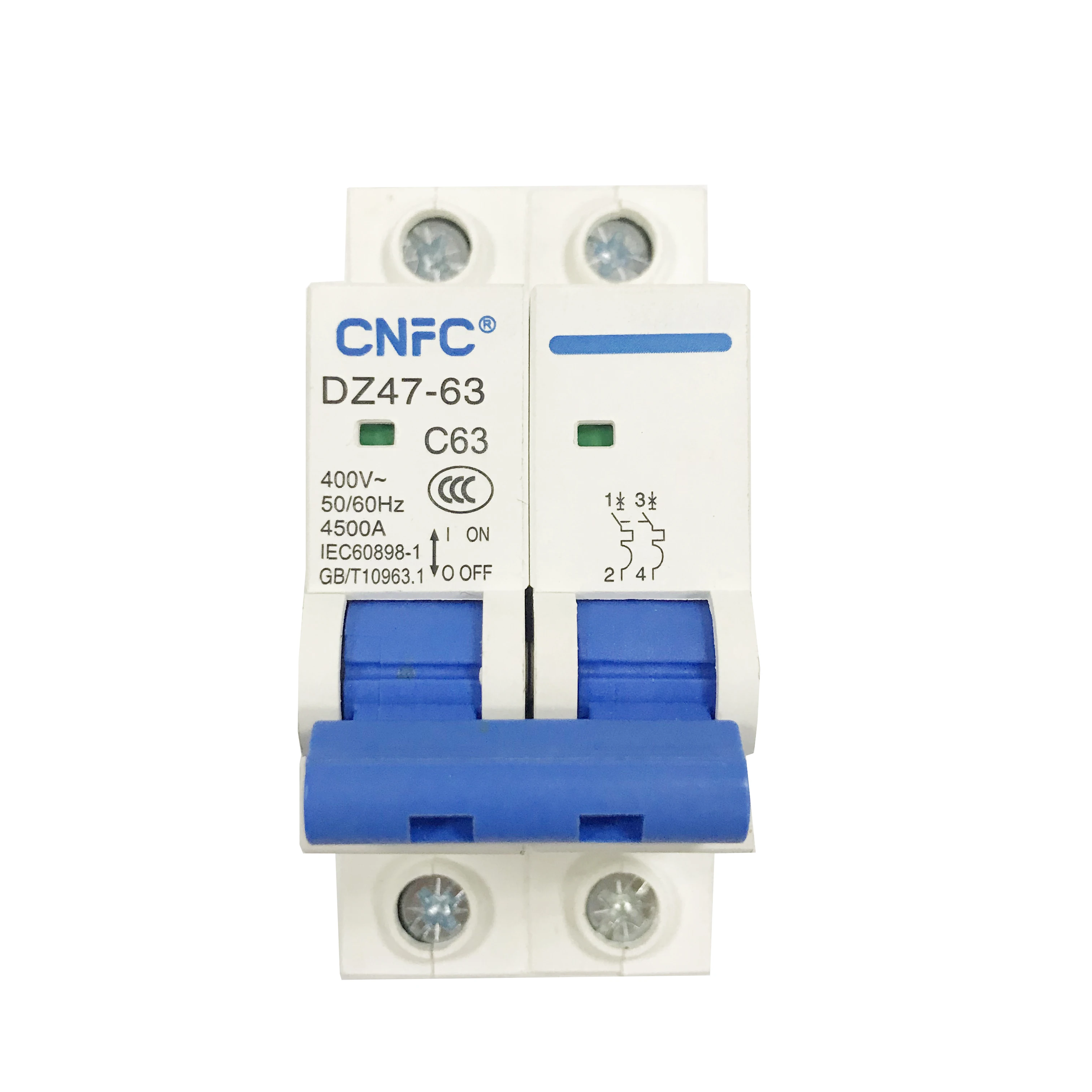 SeanRo CE IEC Certificates Solar AC Breaker 2 Pole Ac MCB 400V 63A 4500A Mini Circuit Breaker