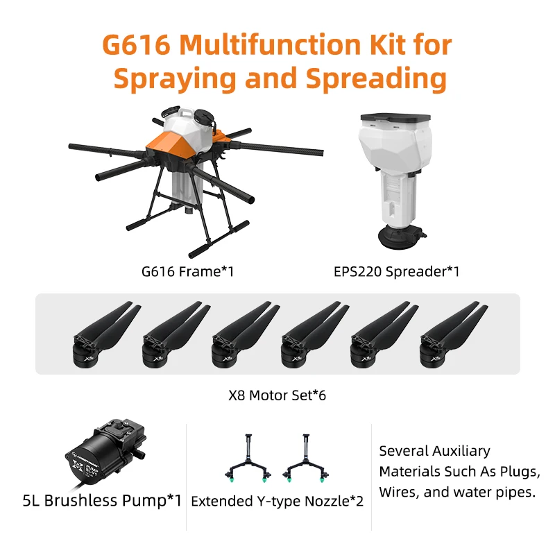 EFT G616 16KG  Agriculture drone spreading system multifunction kit for fertilizer particle spreading