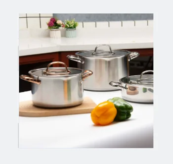 304 SS Pots  And Pan Sets With PVD Stainless Steel Cookware Set