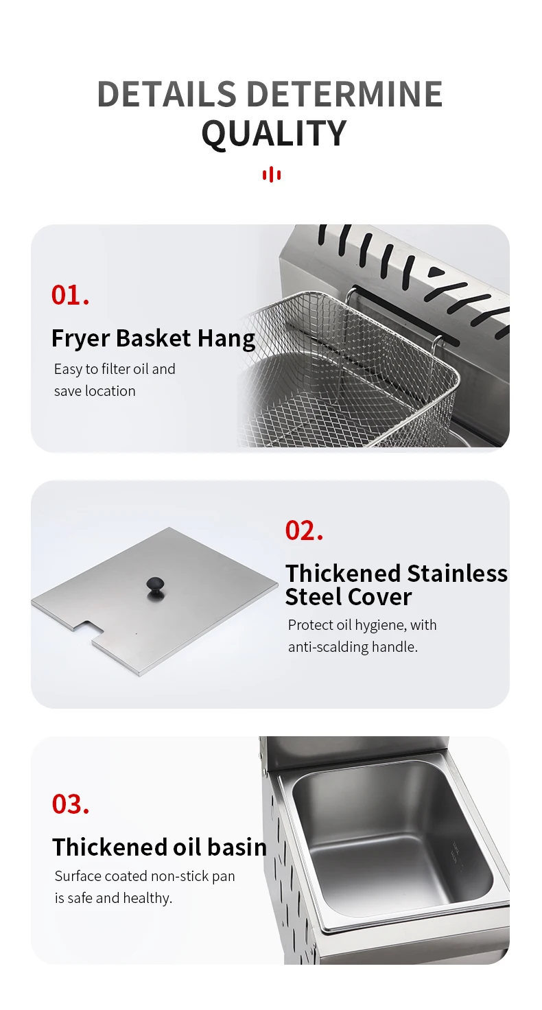 Commercial Stainless Steel 1 Tank Lpg Gas Deep Fryer Table Top Electric