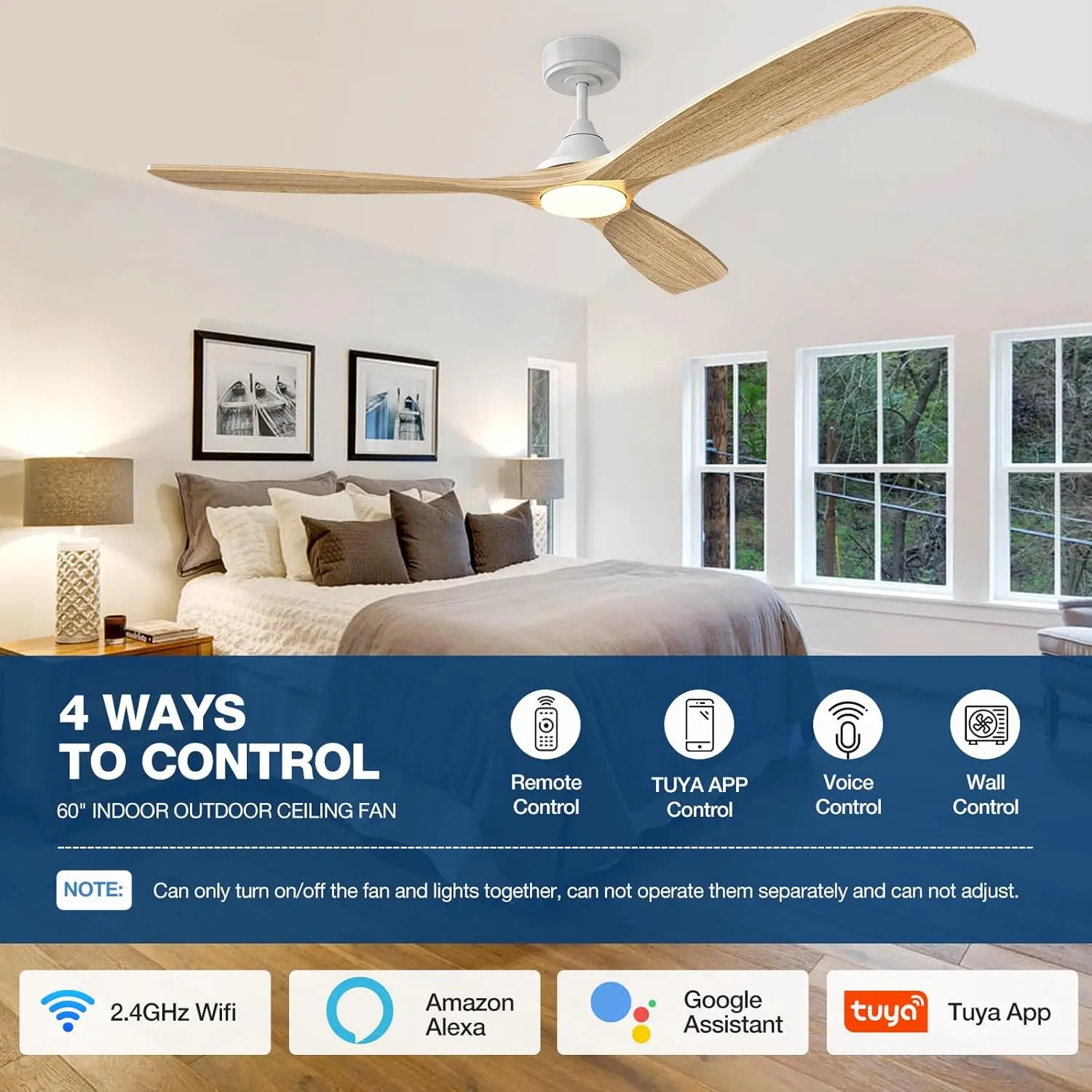 Modern Luxury 52-Inch Flush Mount Ceiling Fan Light Designer Wooden Grain Blade Electric DC Motor Remote Control Household Hotel