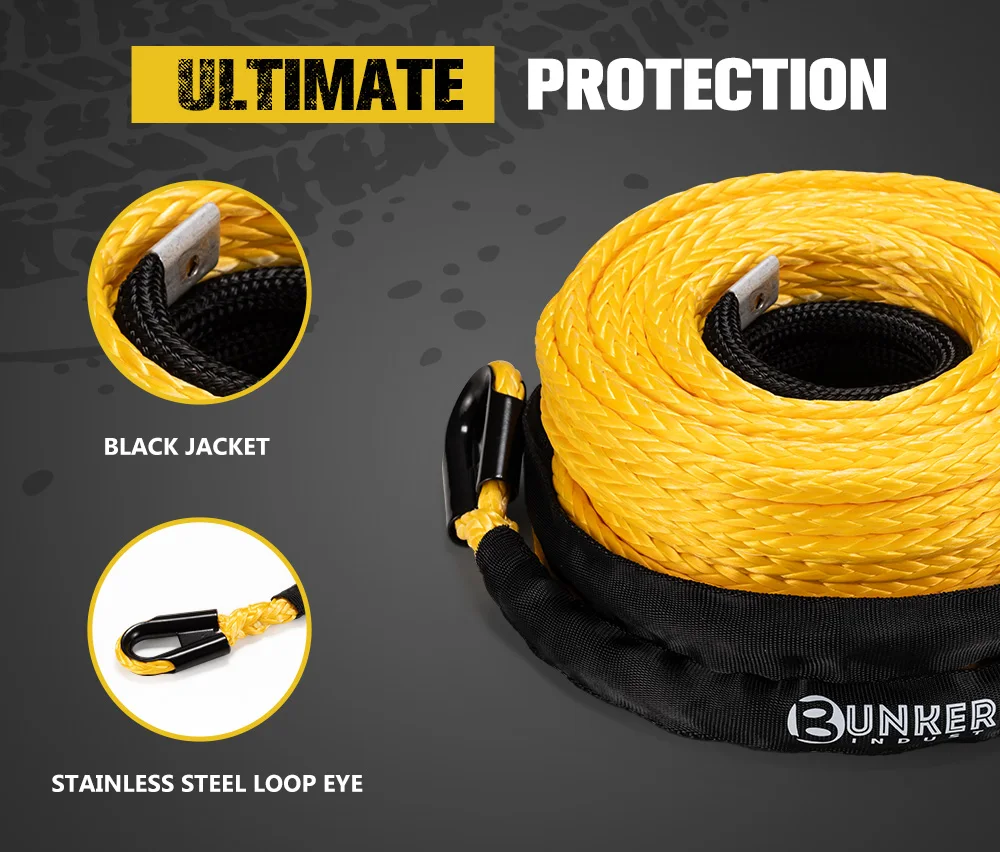 BUNKER INDUST 100FT Synthetic Winch Rope - 25000lbs 4WD off Road Recovery