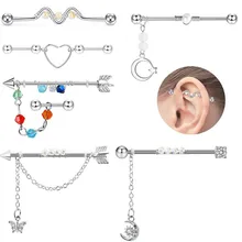 Fashion piercing jewelry Strip Pendant Industrial ear cartilage barbell Straight ear piercing barbell