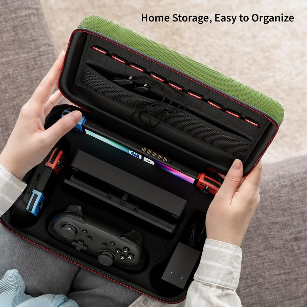 Luxury Green Hard Shell Storage Case  Switch for Nintendo Switch Series Game Accessories Daily Carrying Travel Bag details