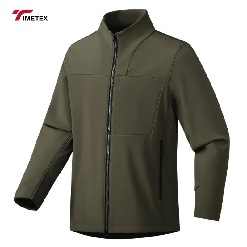 TIMETEX OEM Soft Shell Fleece Windbreaker High Quality Canvas Thin Stand Plain Dyed Logo for Camping Outdoor Use Warm Logo