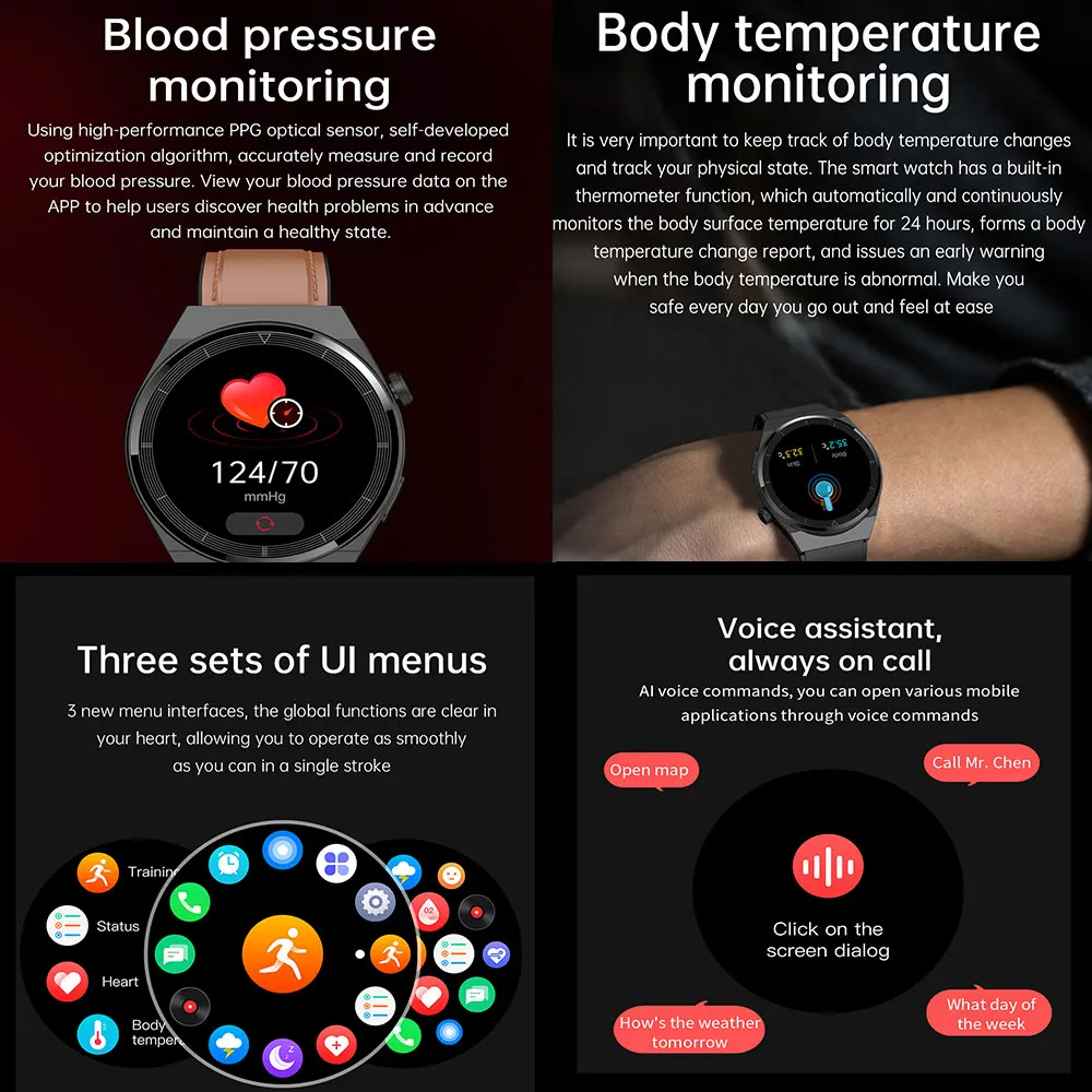 T88 Exercise Sport Fitness Temperature Health Care Smartwatch ultra Mobile  Phone BT Call Wrist Smart Watch T88