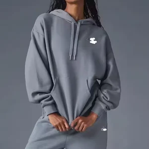 Women's Custom 100% Cotton Gym Casual Sweatshirt Pullover with High Hood Long Hoodie for Autumn and Winter for Girls