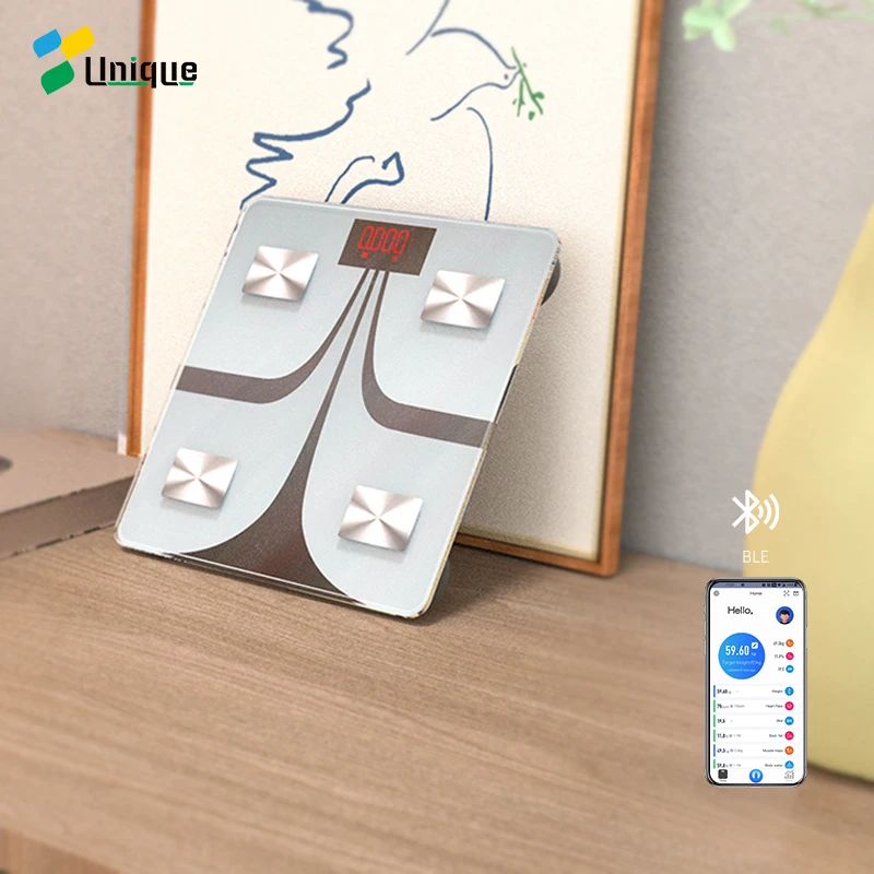 Free App SDK API BMI Glass Electric Weighing bluetooth Personal Scale Smart Scale for Body Weight Scale Digital Bathroom