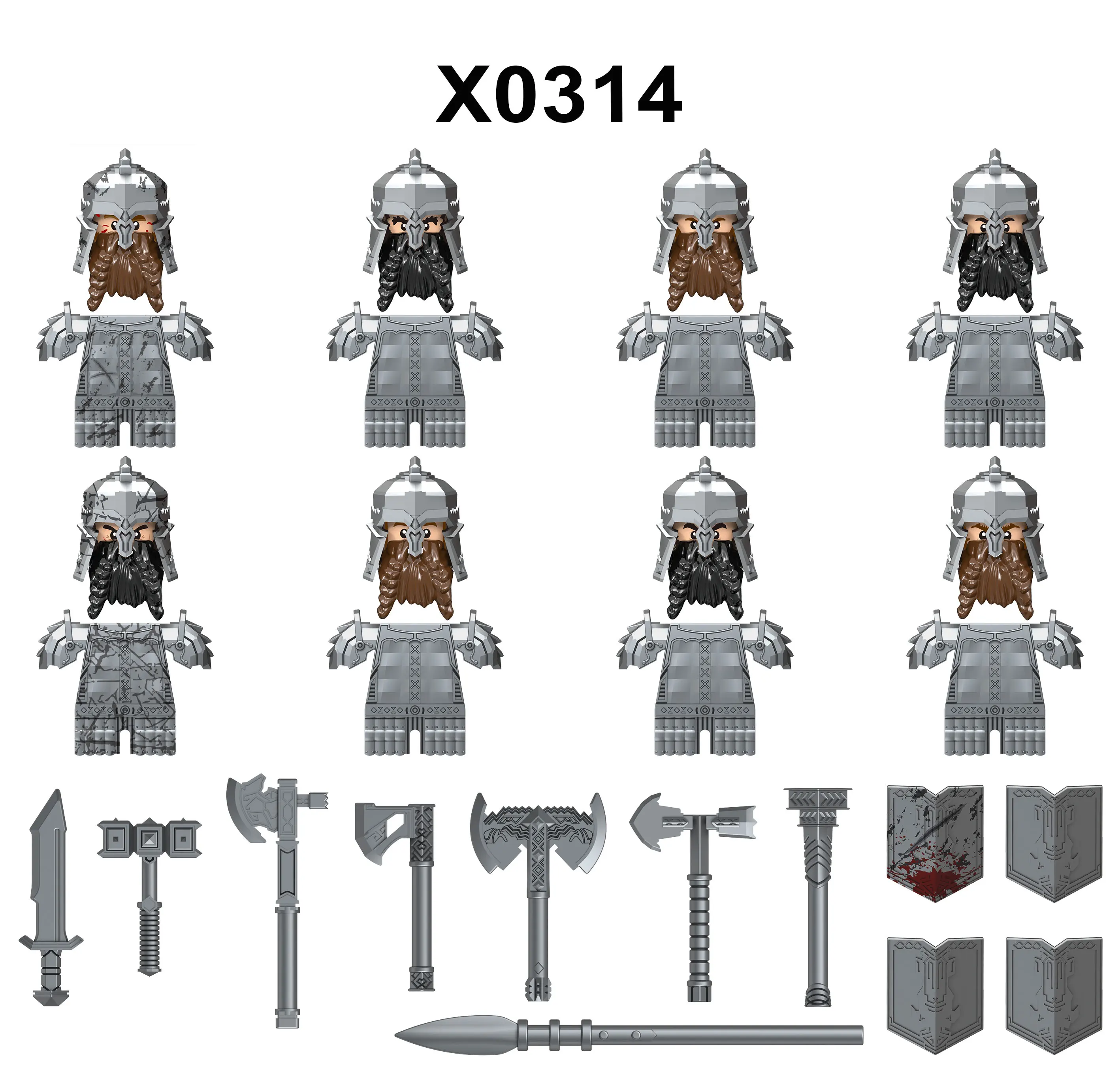 Medieval Soldiers Series Weaponry Dwarf Warriors Mini Building Blocks