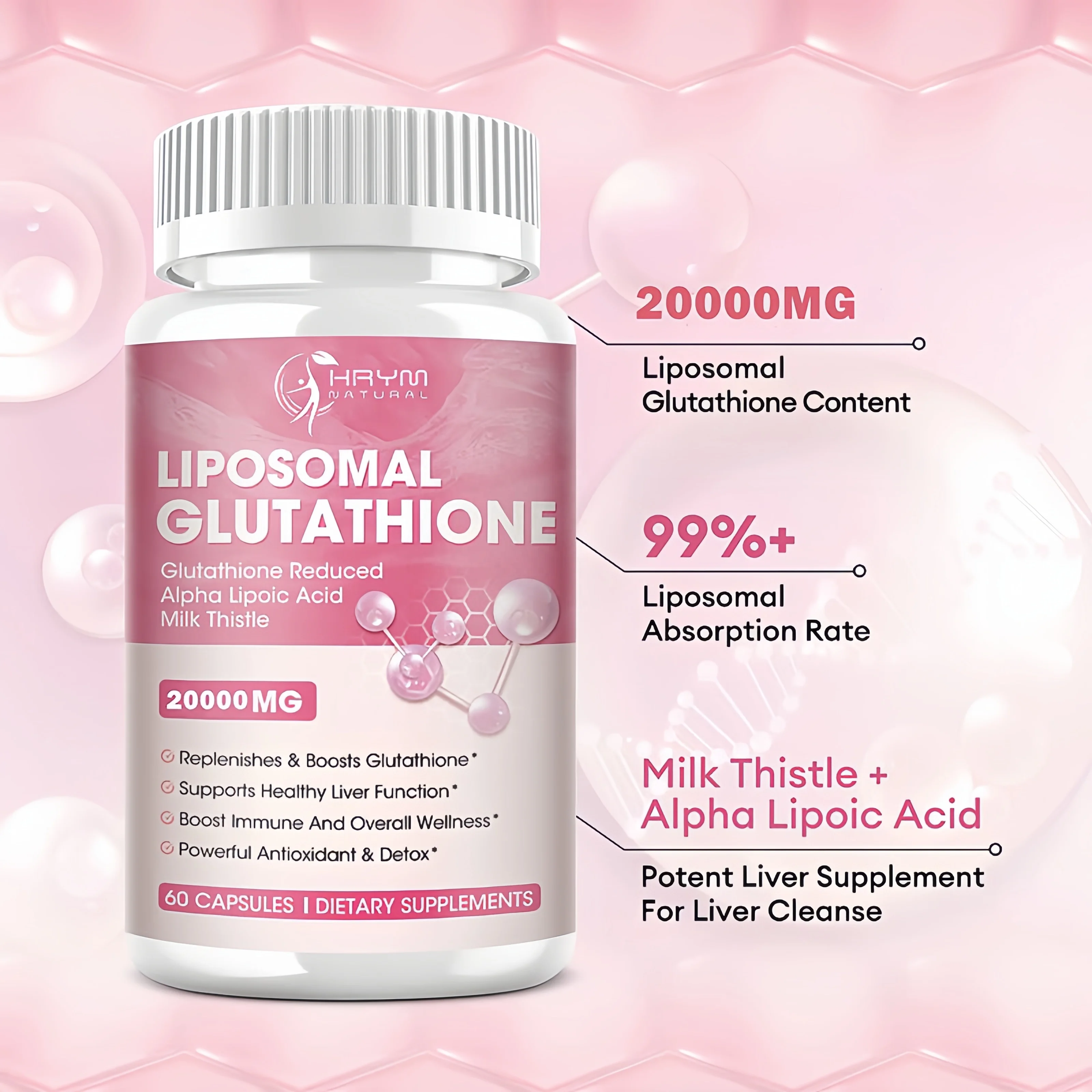 glutathione 20000mg High Quality Customized L-Glutathione Capsule 20000mg Gamme Blanchissante  Glutathione Pour Blanchir La Peau & Spots Acne Romoved