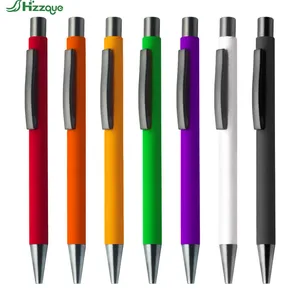 Soft Rubber Coated Matte Aluminum Promotional Metal Ball Point Pen with Custom logo Printing for Office Writing