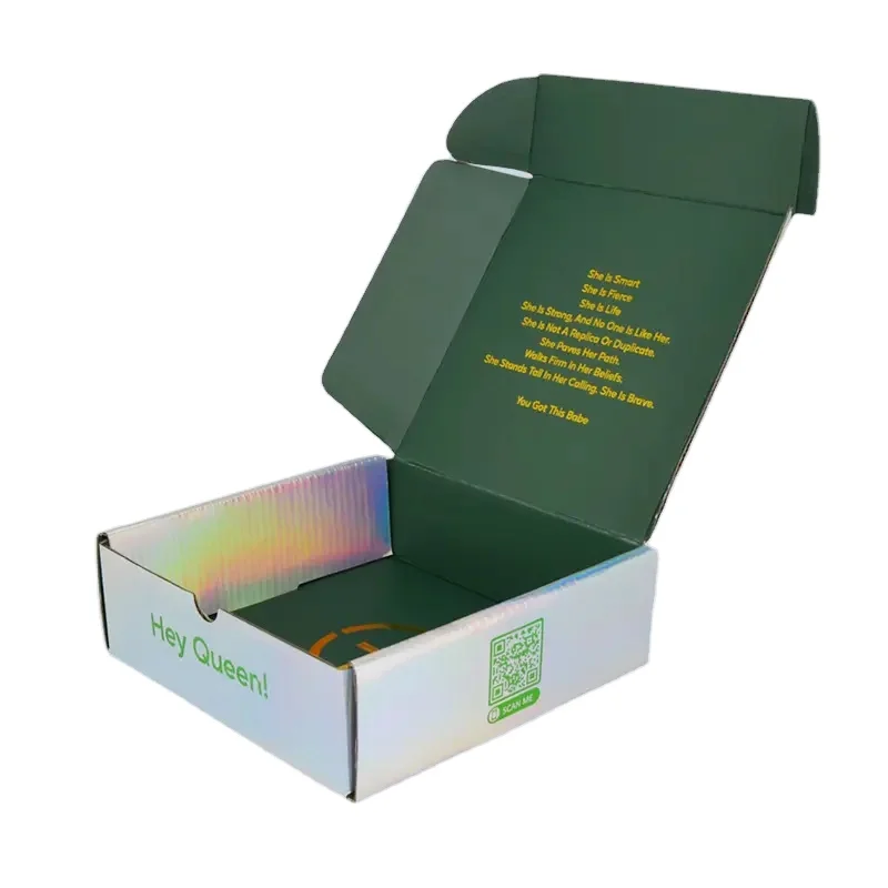 Factory Price Customized Logo Skincare Laser Sliver Packaging  Box Shipping Corrugated Mailer Cardboard Box details