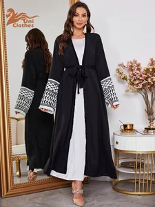 Clearance Sale Muslim Clothing Turkey Modest Dubai Abaya Kimono Muslim Women Dress Embroidery Sleeve Crepe Front Open Abaya