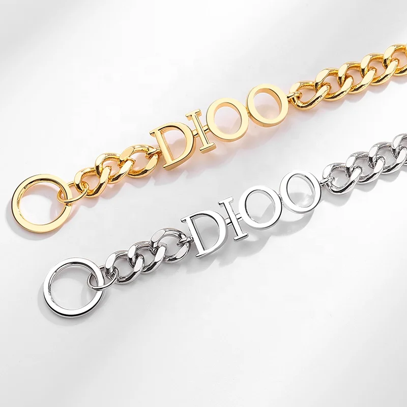 Fashion Cuban Chain with Letter Famous  Brands Jewelry Bracelets 18K Gold Copper Designer Bracelet Femme Jewelry