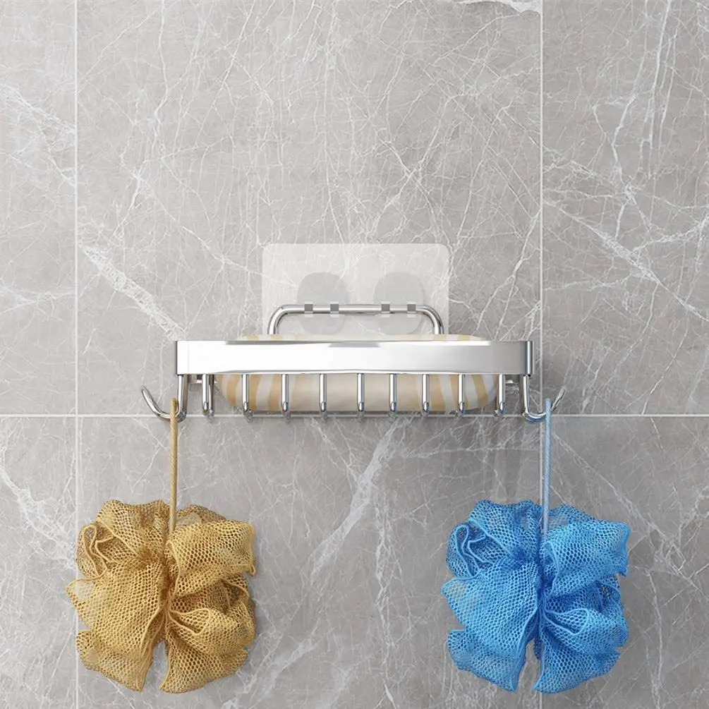 Wall Mounted 304 Stainless Steel Soap Holder with Strong Adhesive Black/Silver Color SHAREWIN Brand