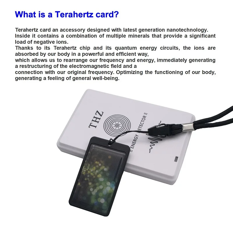 Terahertz Chip New Me Card with Bag Cord Negative Ions Card Bio Energy Quantum Terahertz Energy Nume Card