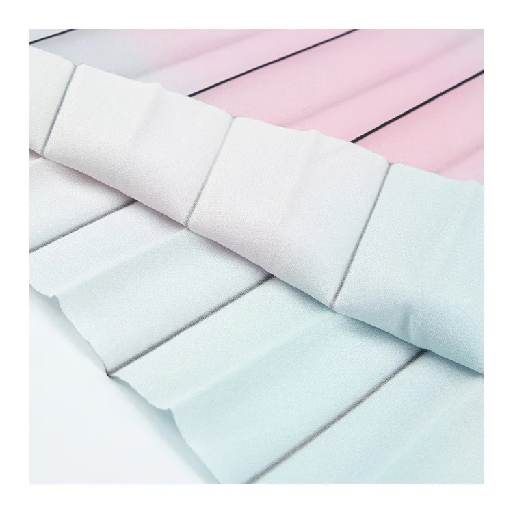 Factory Price Gradient Printed Pleated Chiffon Fabric for Dress