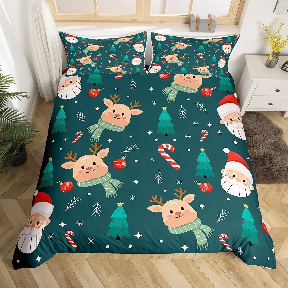 AOYATEX Merry Christmas duvet set Christmas bed sheet set microfiber Christmas bedding set details