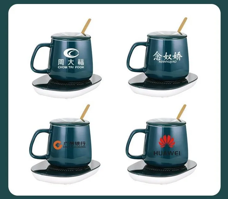 Custom LOGO Office Wedding Gifts Battery Powered Cup USB Coffee Cup Warmer Mug Constant Temperature Coaster
