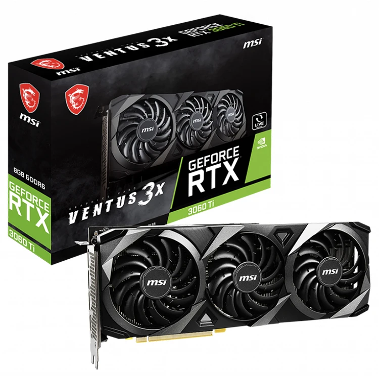 msi geforce rtx 3060 ti 3x 8g游戏用显卡8gb gddr6内存3风扇冷却器非