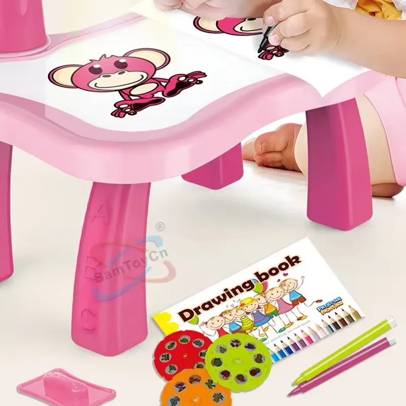 Multifunctional Painting Table Machine 24 Pattern Deer Projection Painting Table (With Music)  Projection Drawing Board for Kids