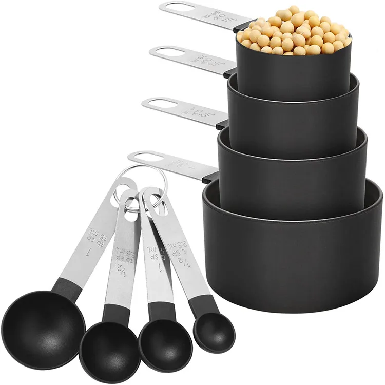 Measuring Cups And Spoons Stackable Stainless Steel Handle Plastic