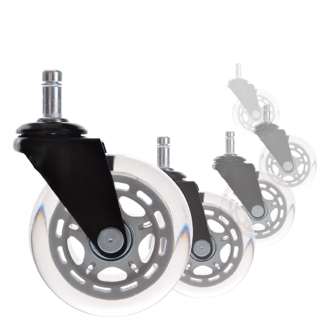 Office Chair Caster Wheels Rollerblade Style w/Universal Fit - Heavy Duty & Safe for All Floors Including Hardwood Set of 5 Perfect Replacement for Desk Floor Mat 
