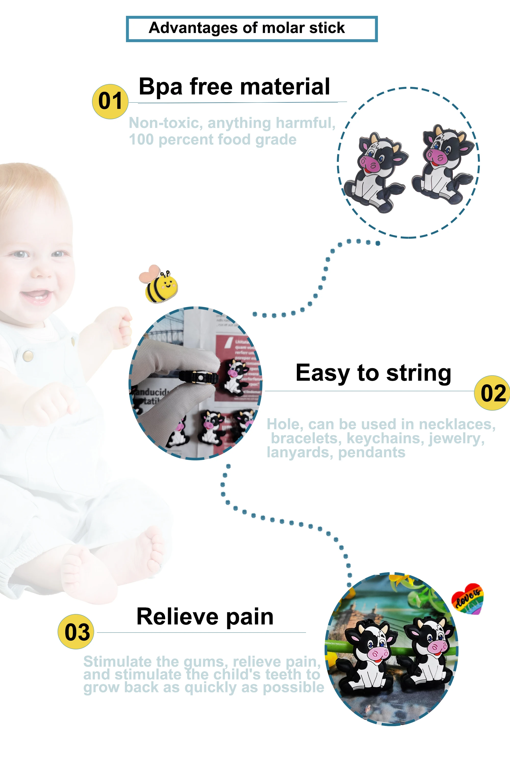 Wholesale Baby Toy Custom Bulk Silicone Bead Focal Food Grade Cross