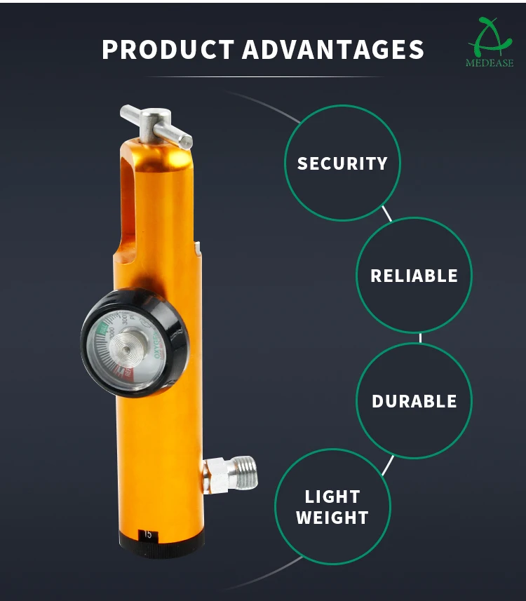 Aluminum Medical Oxygen Pressure Regulator / Flowmeter Cga 870 Long