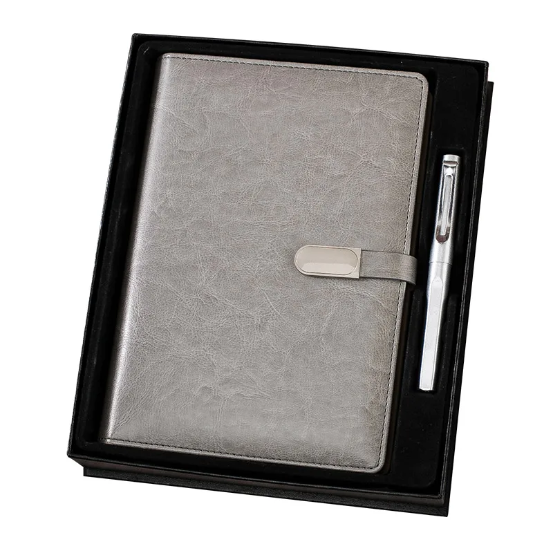 Customized A5 Loose Leaf Notebook Small Return Gifts Leather Diary with Pen Gift Set
