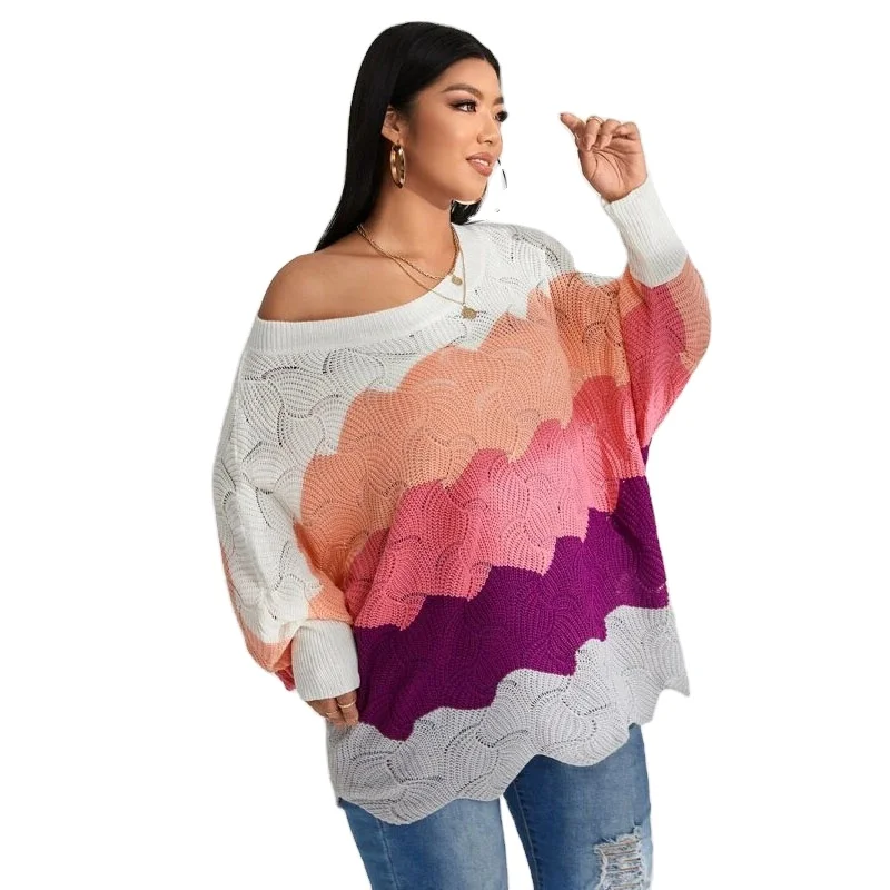Block Pointelle Knit Sweater Knit 