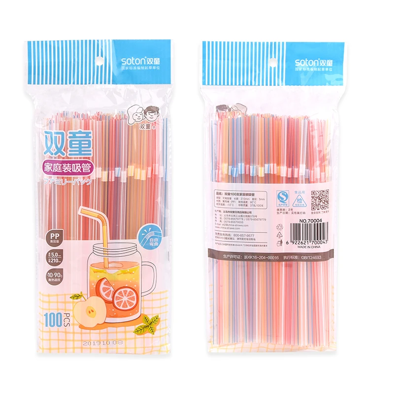 Wholesale Biodegradable Neon Flexible Disposable Drinking Plastic