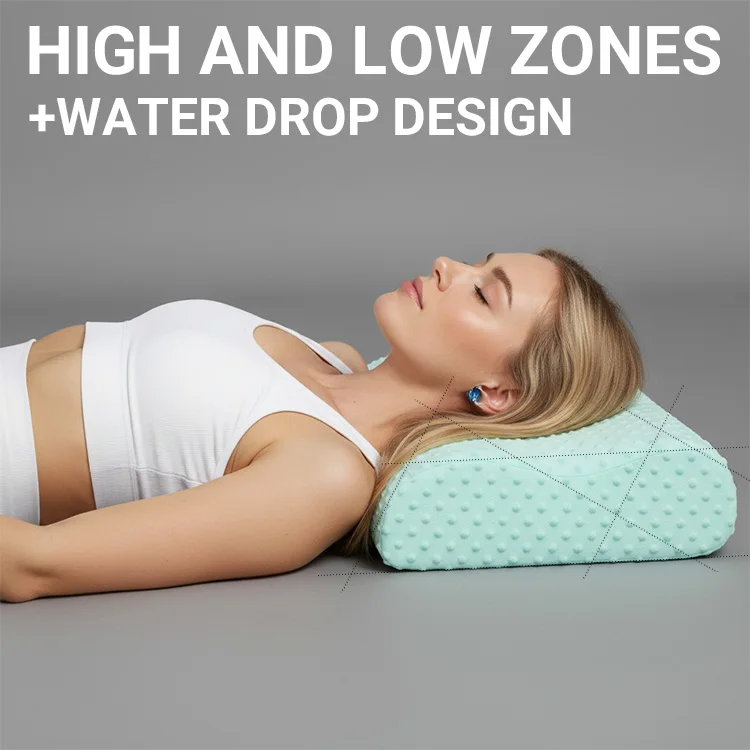 Sky Blue Wholesale Removable Cover Neck Back Shoulder Memory Foam Cervical Contour Orthopedic Pillow Relaxer for Release Pain