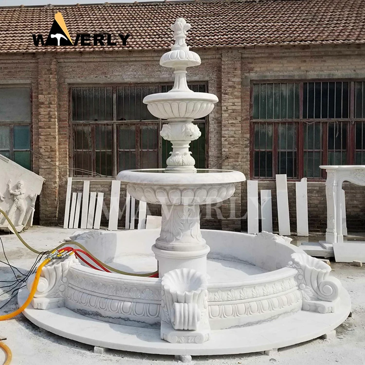 Prices Out Door 4 Tier Large Luxury Natural White Stone Fountains