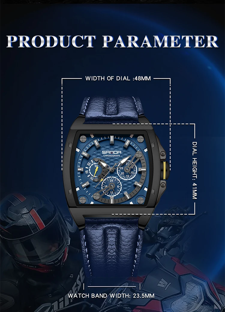 SANDA 5308 New Luxury Quartz Watch for Men Multifunction Date Waterproof Fashion Sport Wristwatch Male Clock Relogio Masculino