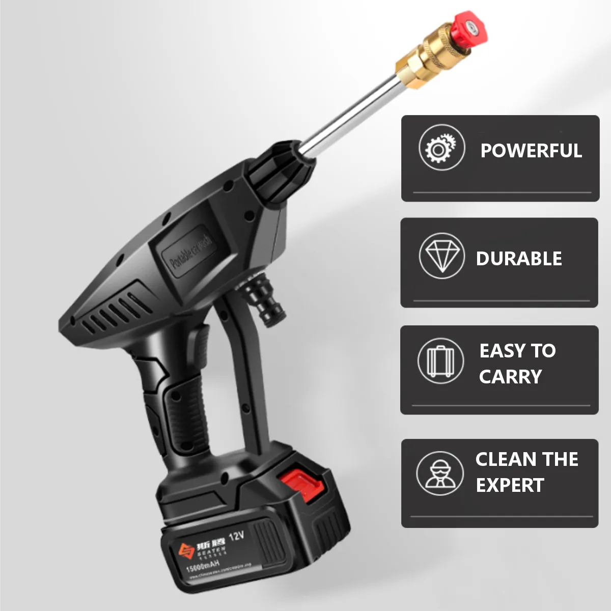 
Беспроводная Автомойка высокого давления, 12 В, 30 бар, пистолет для мойки автомобиля с пенным насадкой, водяной насос 