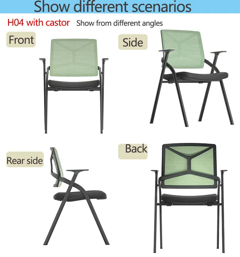 product new design mid back folding conference training chair student chair with writing tablet-101