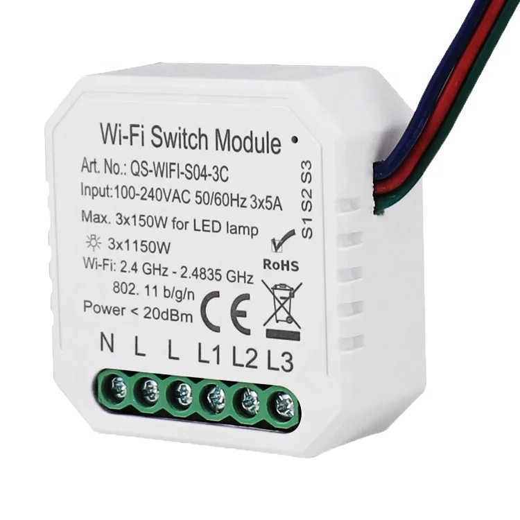 Smart Home Automation 3 Gangs Mini Smart Wifi Breaker DIY Smart Switch Support Rocker Switch Button Switch 3 Way Control