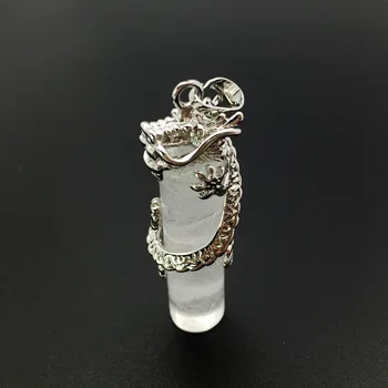 Pendentif Quartz Rose Et Dragon Argenté - Demi-cœur - Neuf Sans Emballage - France