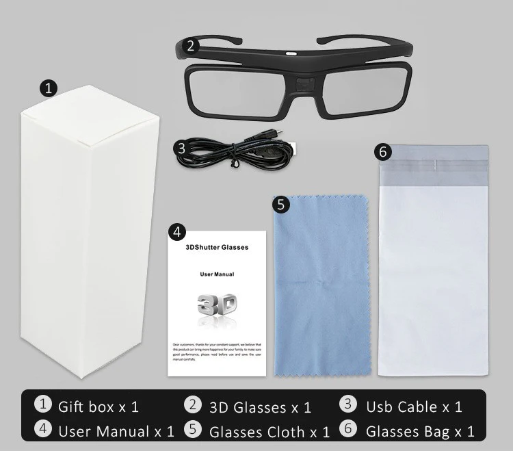 Universal 3d Glasses Meterle Active Shutter Dlp Projector Bt Bluetooth